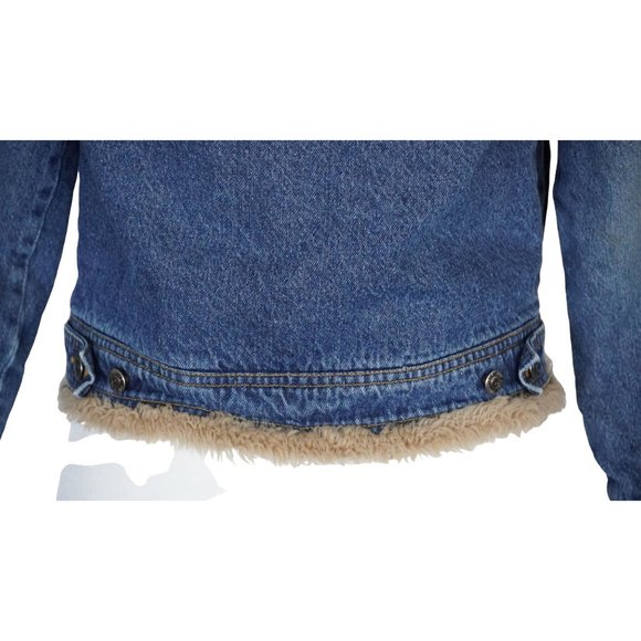 Y2K Amy Byer Faux Fur Jean Jacket Size M Insulated Blue Denim 2000s - Picture 16 of 16